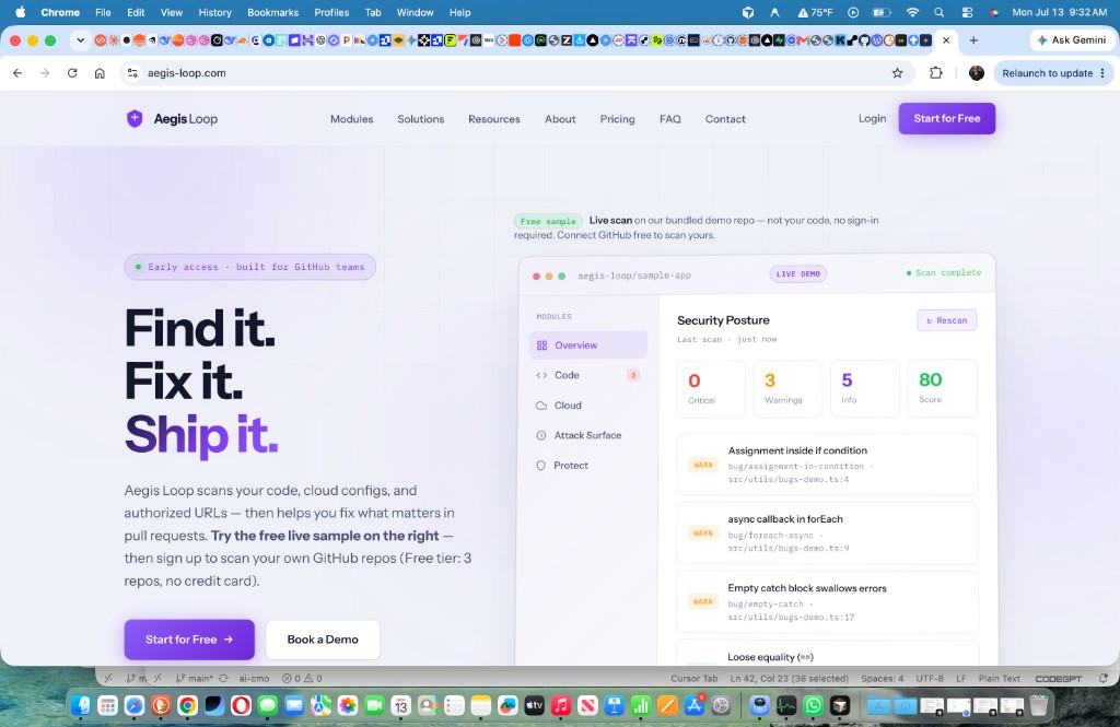 Aegis Loop homepage preview