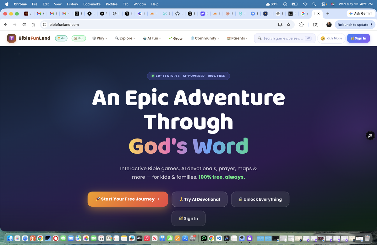 BibleFunLand — flagship interactive Bible learning platform