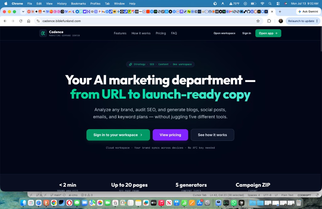 Cadence homepage preview